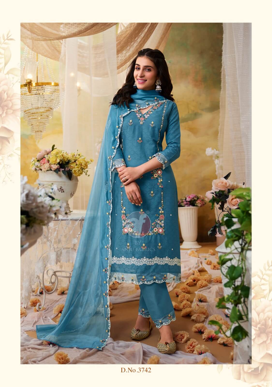 Anju Fabrics Cotton Queen Embroidery Salwar Kameez Catalog collection 9