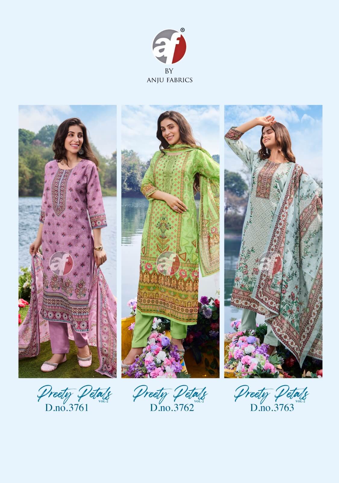 Anju Fabrics Preety Petals Vol 2 Salwar Kameez collection 8