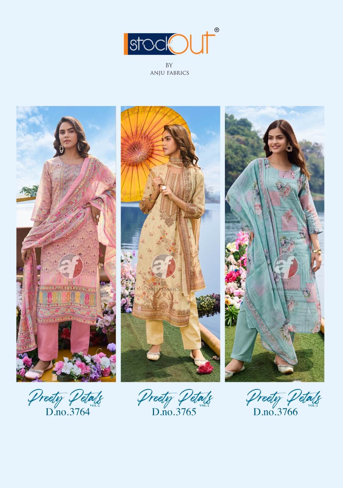 Anju Fabrics Preety Petals Vol 2 Salwar Kameez collection 7