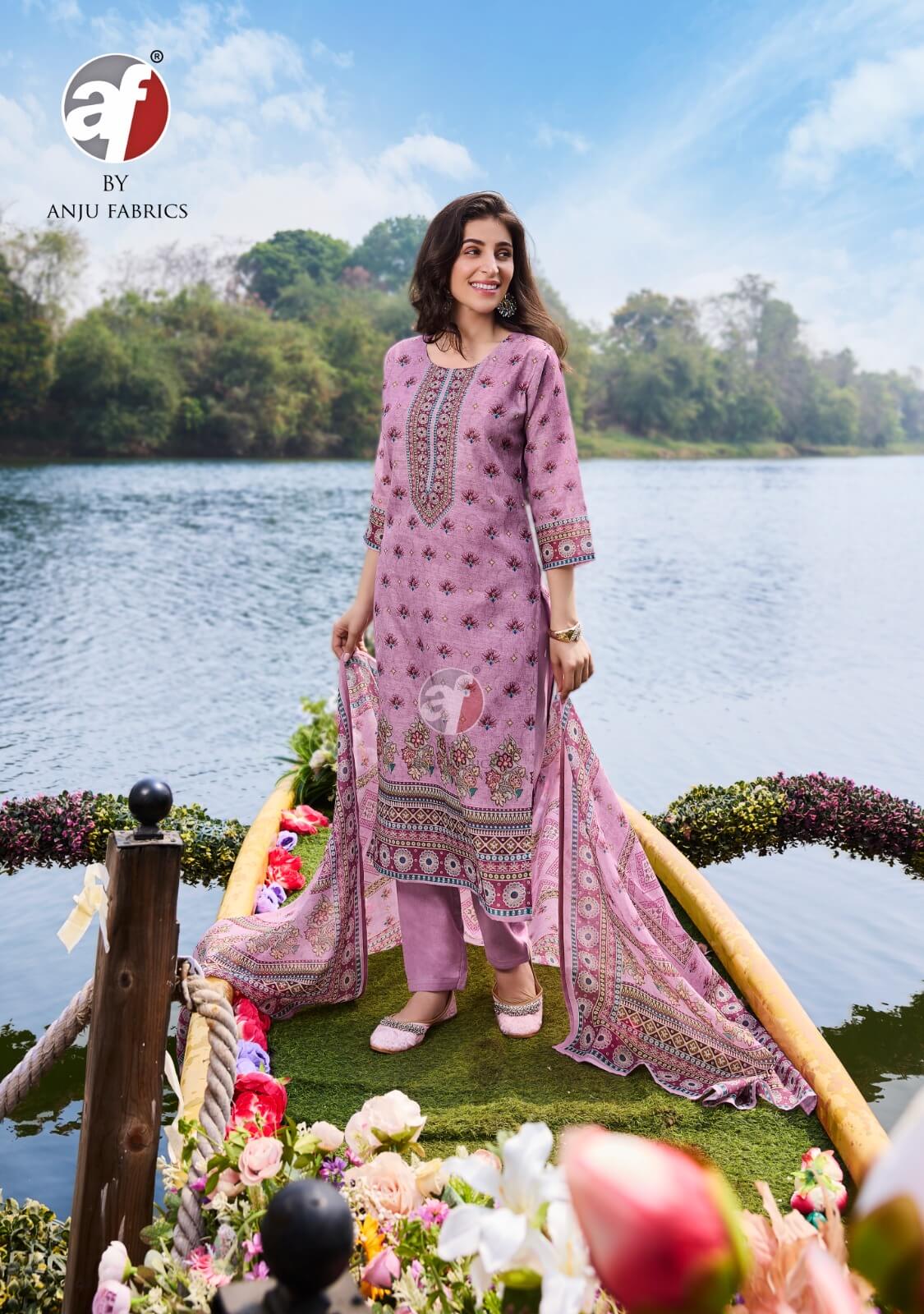 Anju Fabrics Preety Petals Vol 2 Salwar Kameez collection 9