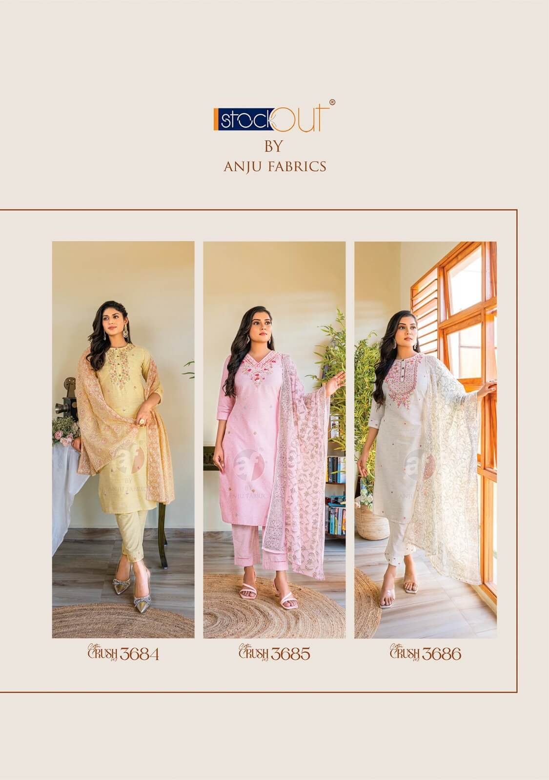 Anju Fabrics Cotton Crush Vol 3 Cotton Salwar Kameez collection 8