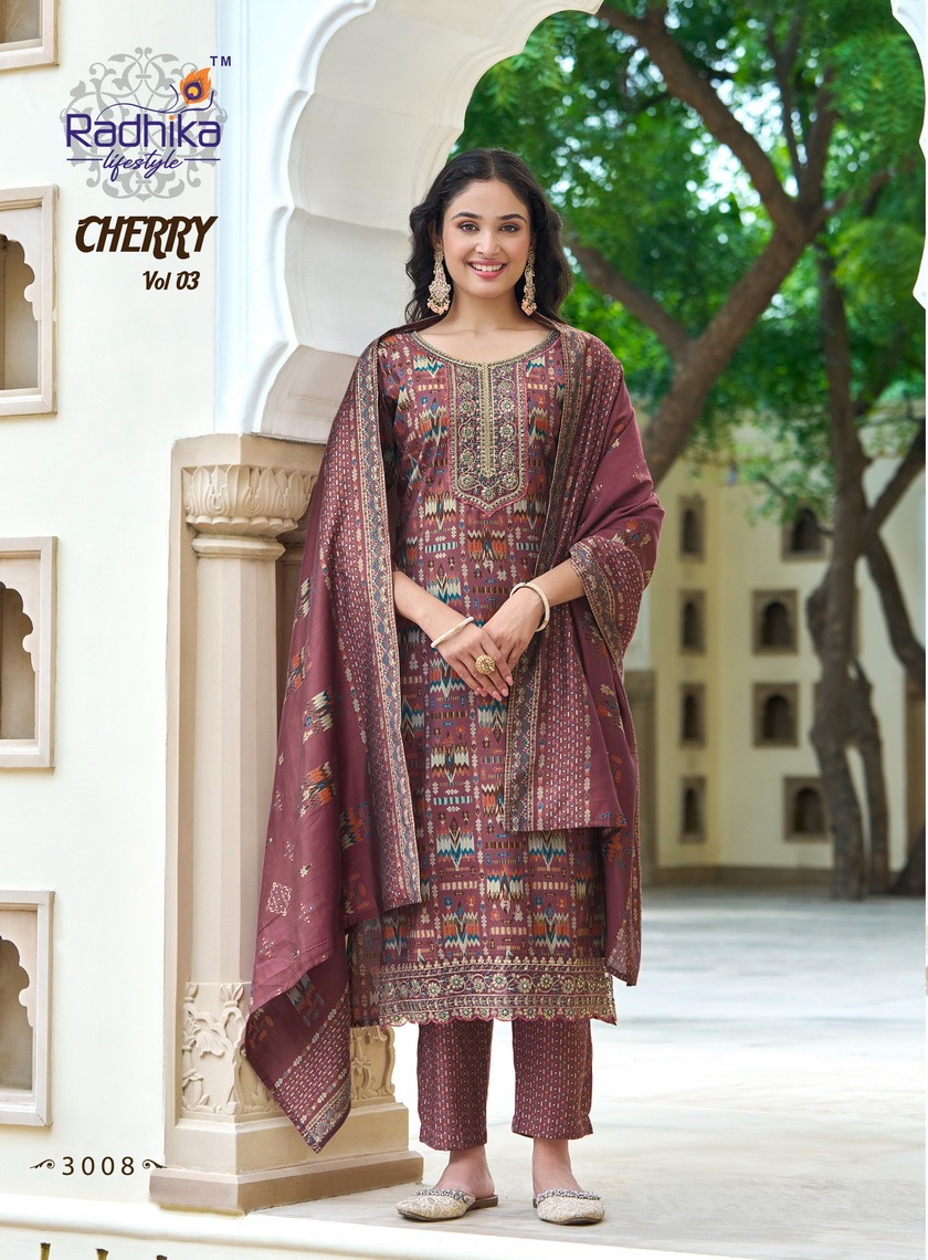 Radhika Lifestyle Cherry Vol 3 Printed Salwar Kameez Catalog collection 2