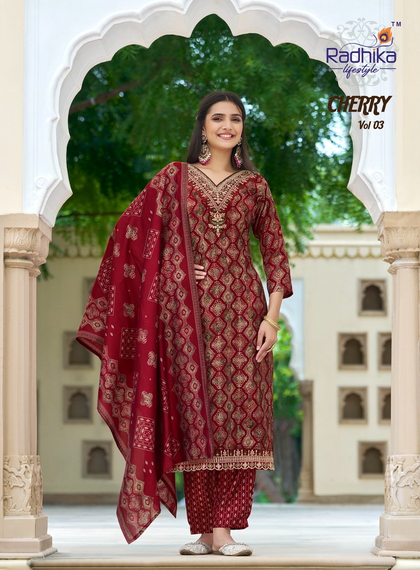 Radhika Lifestyle Cherry Vol 3 Printed Salwar Kameez Catalog collection 11