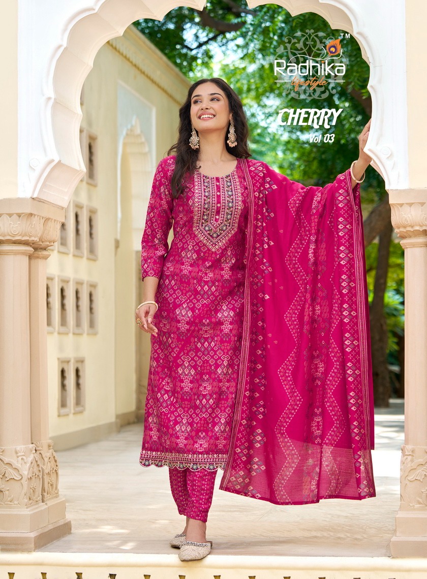 Radhika Lifestyle Cherry Vol 3 Printed Salwar Kameez Catalog collection 4