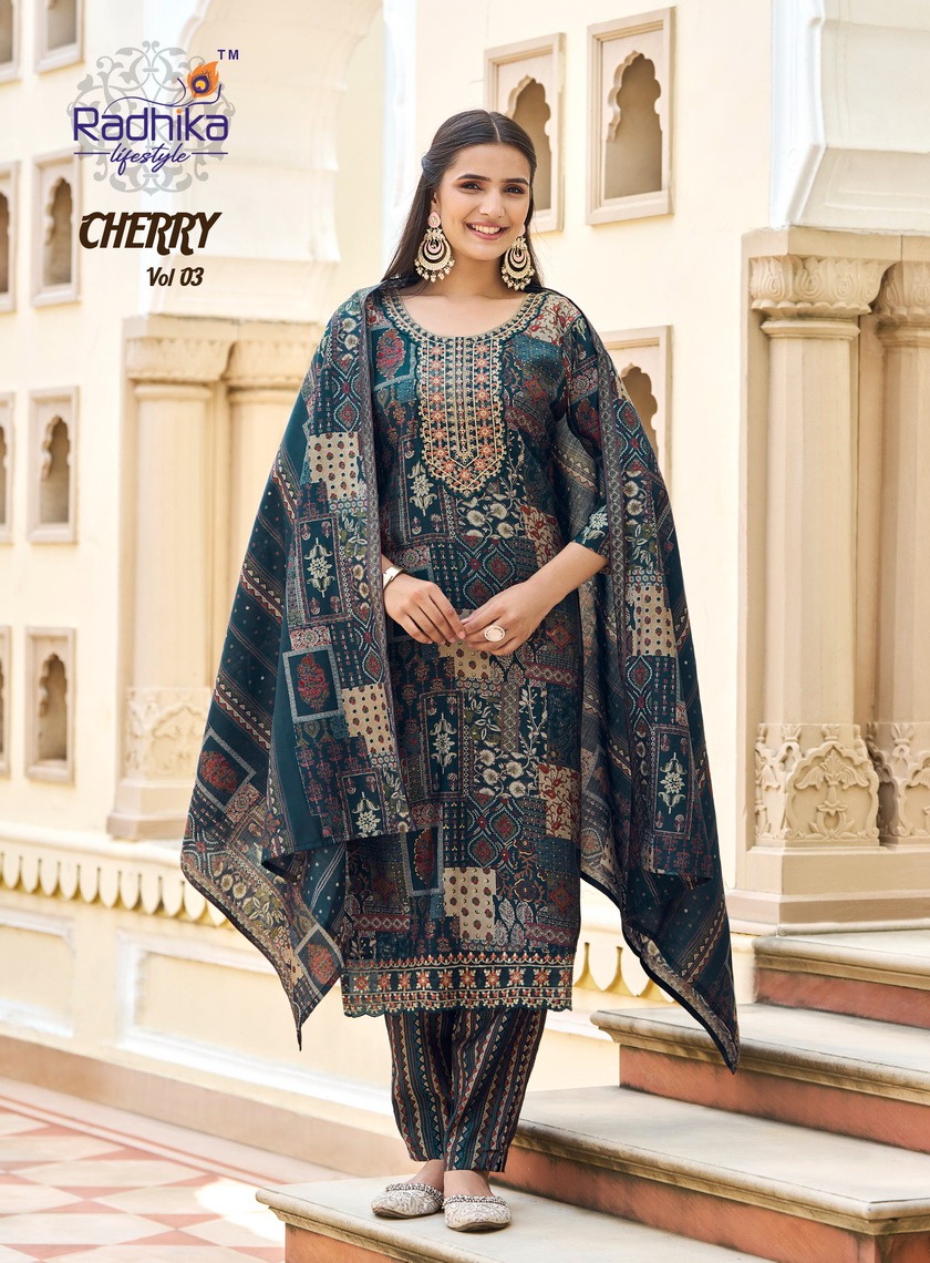 Radhika Lifestyle Cherry Vol 3 Printed Salwar Kameez Catalog collection 3