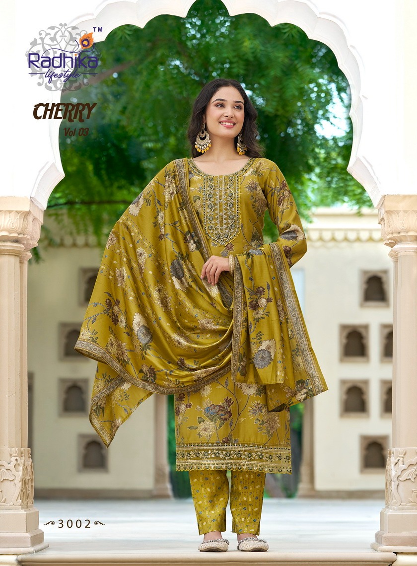 Radhika Lifestyle Cherry Vol 3 Printed Salwar Kameez Catalog collection 9