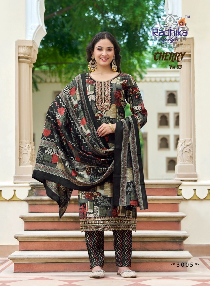 Radhika Lifestyle Cherry Vol 3 Printed Salwar Kameez Catalog collection 5