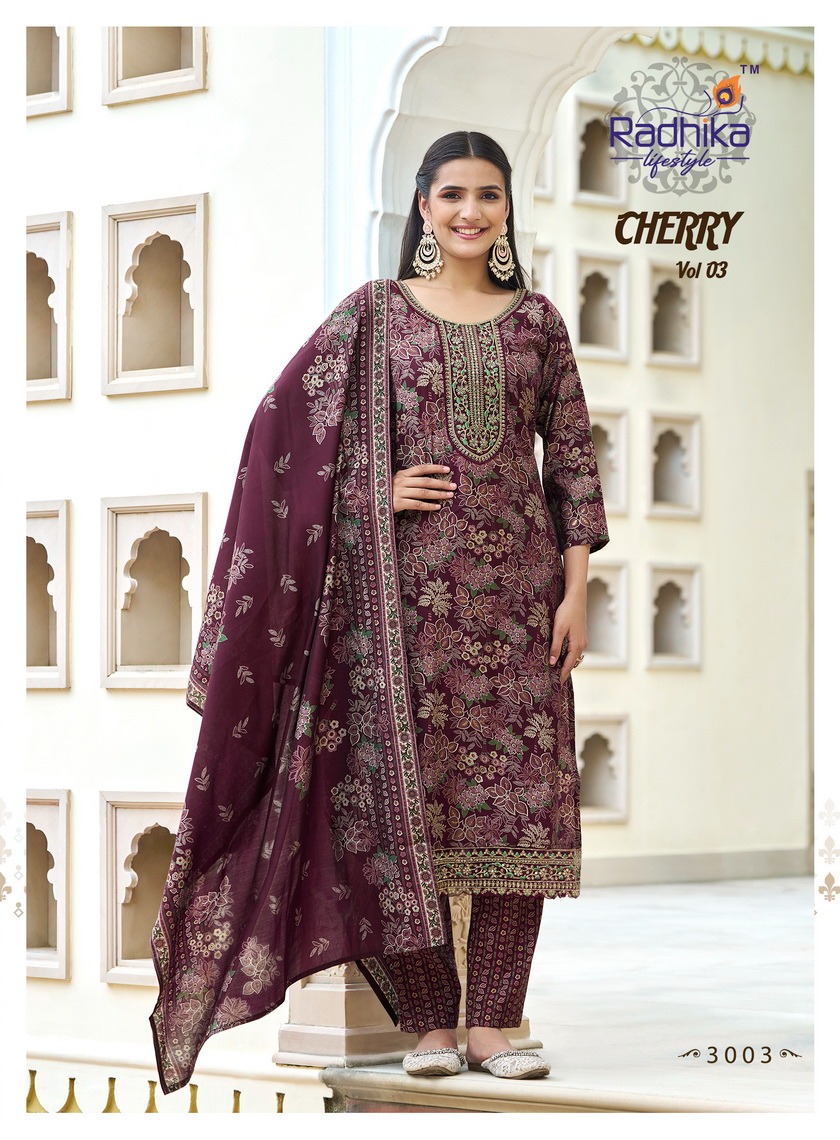 Radhika Lifestyle Cherry Vol 3 Printed Salwar Kameez Catalog collection 8
