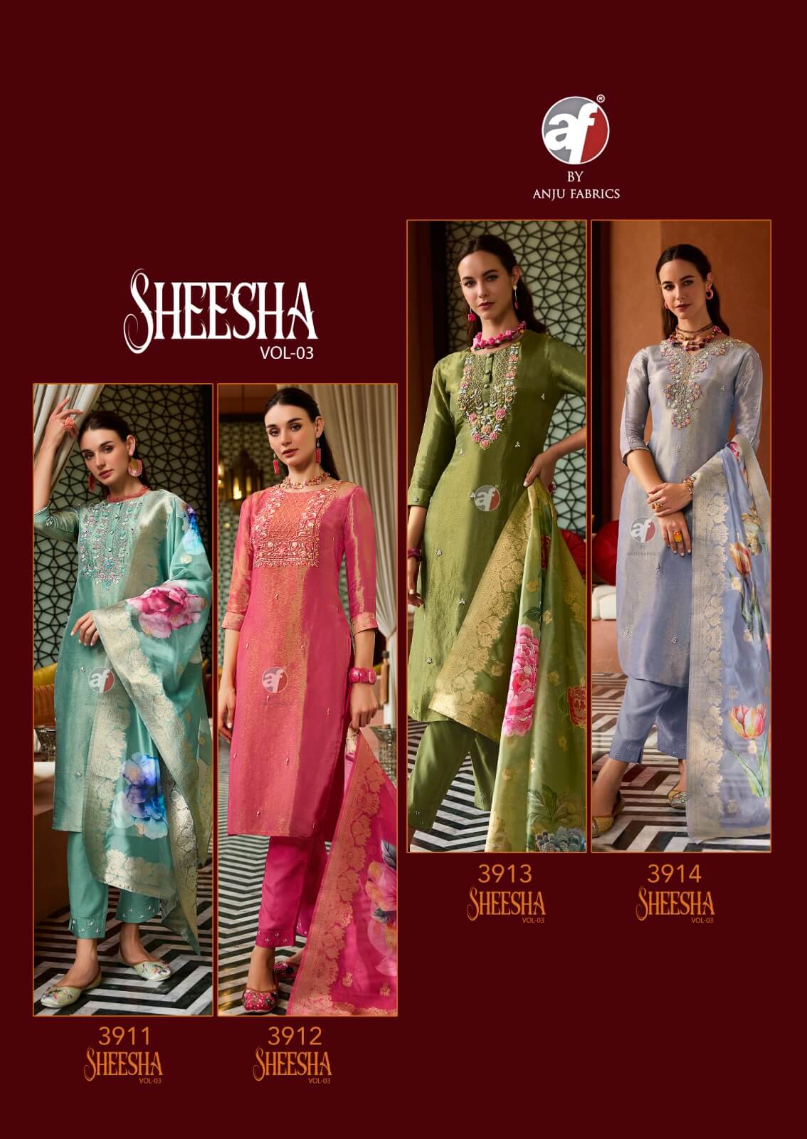 Anju Fabrics Sheesha Vol 3 Readymade Dress Catalog collection 12