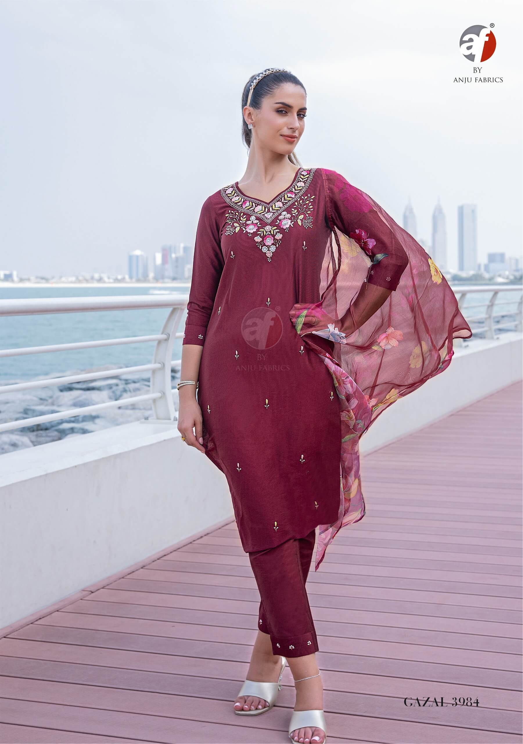 Anju Fabrics Gazal Vol 5 Embroidery Salwar Kameez Catalog collection 5