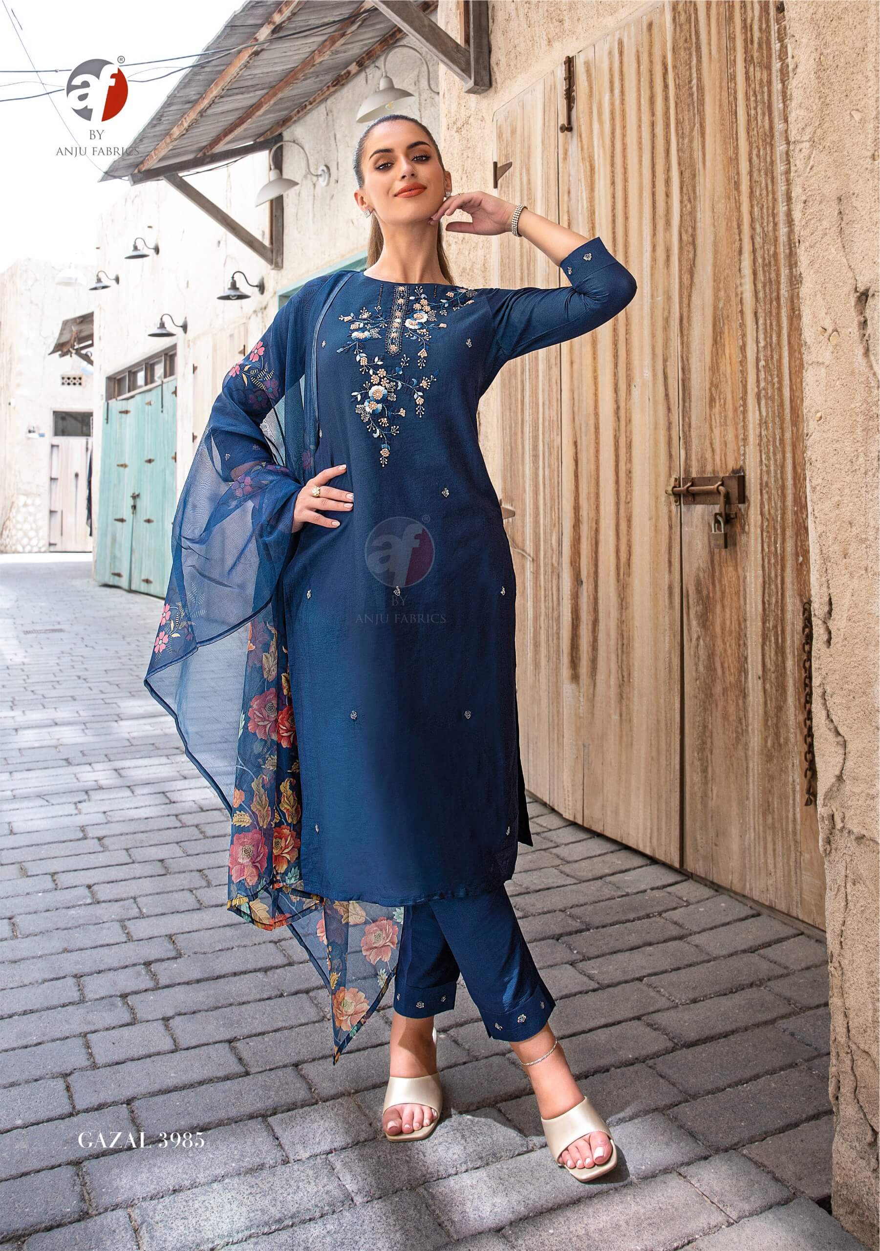 Anju Fabrics Gazal Vol 5 Embroidery Salwar Kameez Catalog collection 8