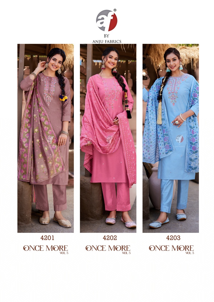 Anju Fabrics Once More Vol 5 Readymade Dress Catalog collection 4
