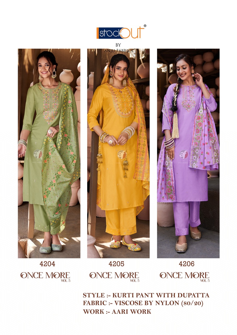 Anju Fabrics Once More Vol 5 Readymade Dress Catalog collection 1