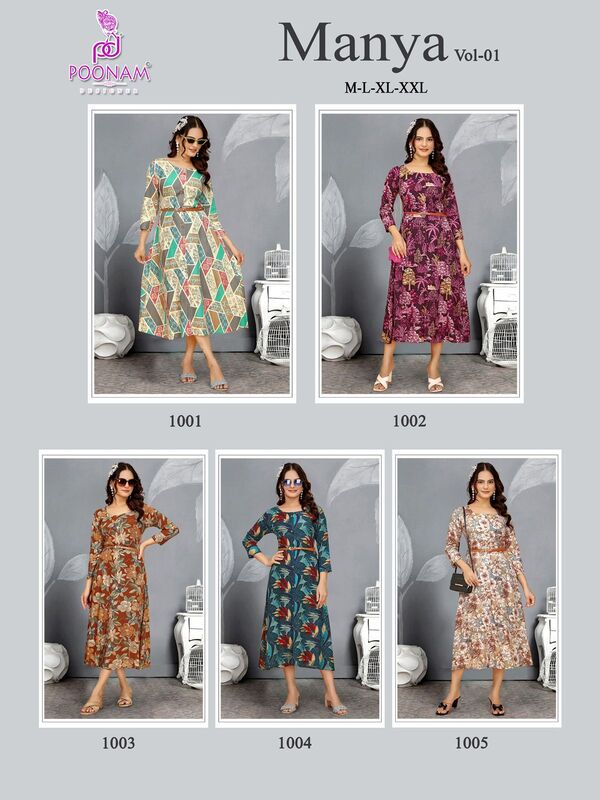 Poonam Designer Manya Vol 1 One Piece Dress Catalog collection 4