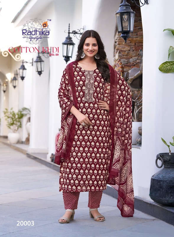 Radhika Cotton Kudi Vol 20 Printed Salwar Kameez Catalog collection 18