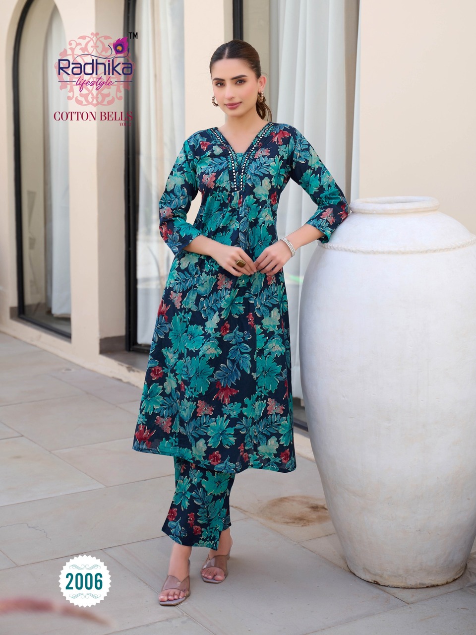 Radhika Lifestyle Cotton Bells Vol 2 Kurti Palazzo Set Catalog collection 4