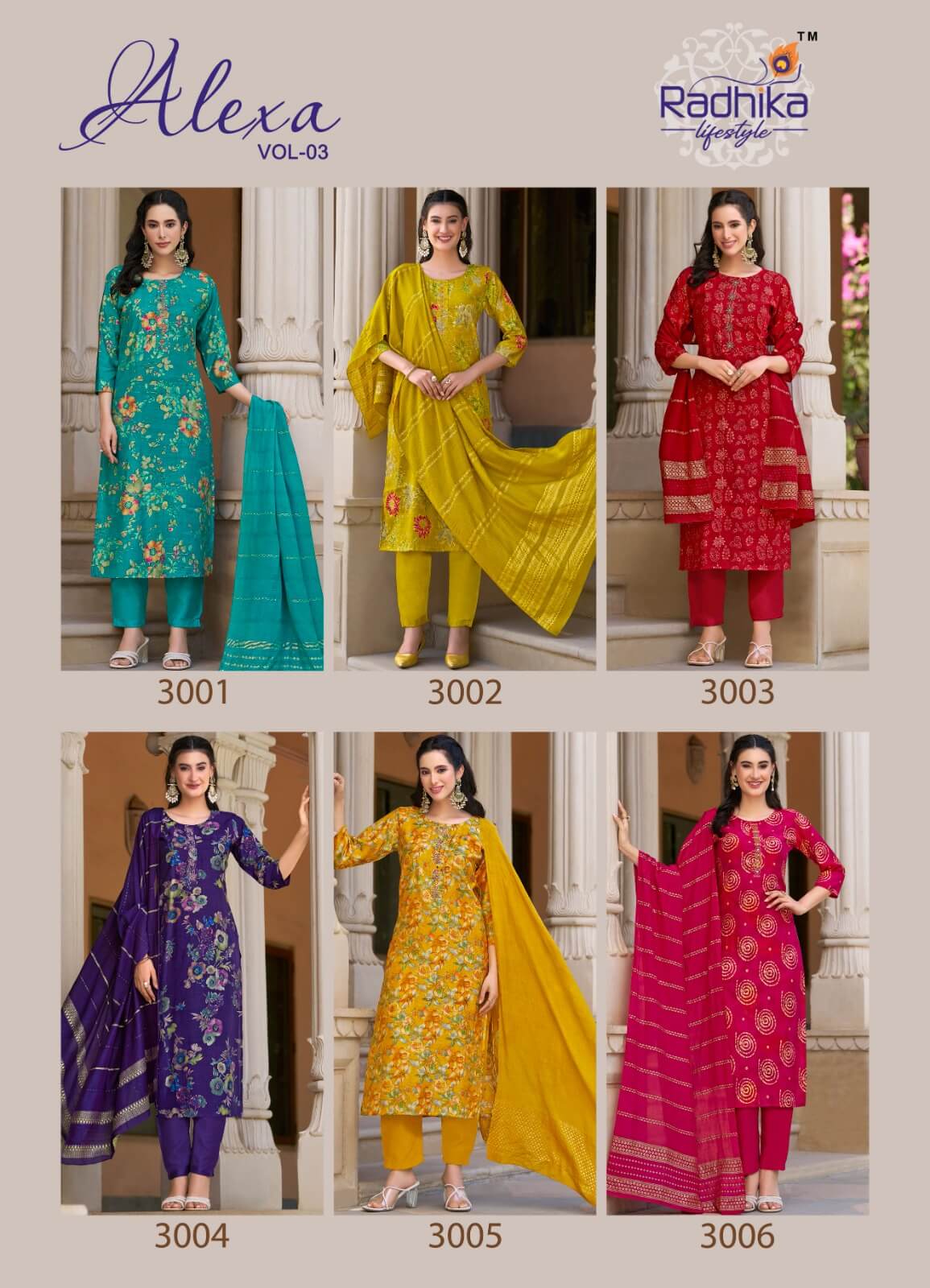 Radhika Lifestyle Alexa Vol 3 Printed Salwar Kameez Catalog collection 15