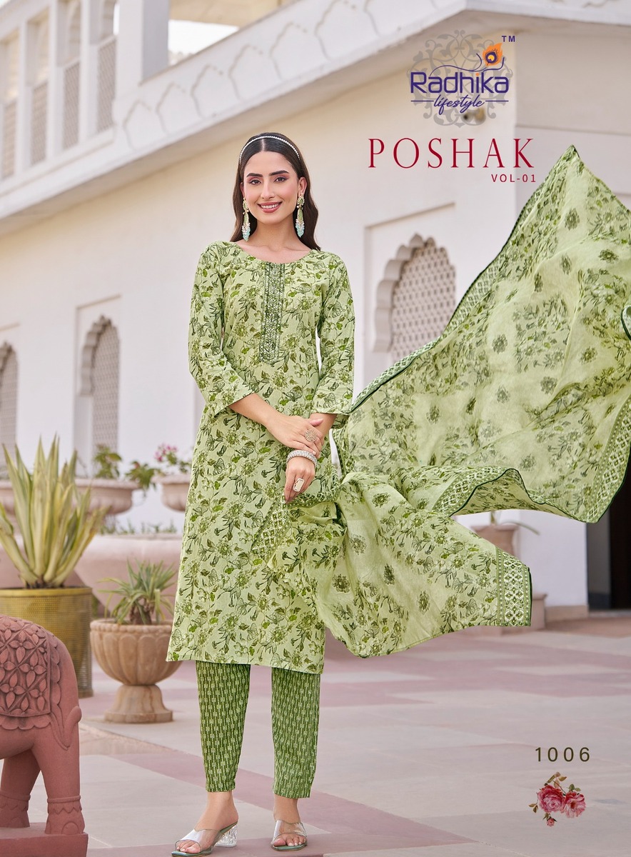 Radhika Lifestyle Poshak Vol 1 Cotton Salwar Kameez Catalog collection 8