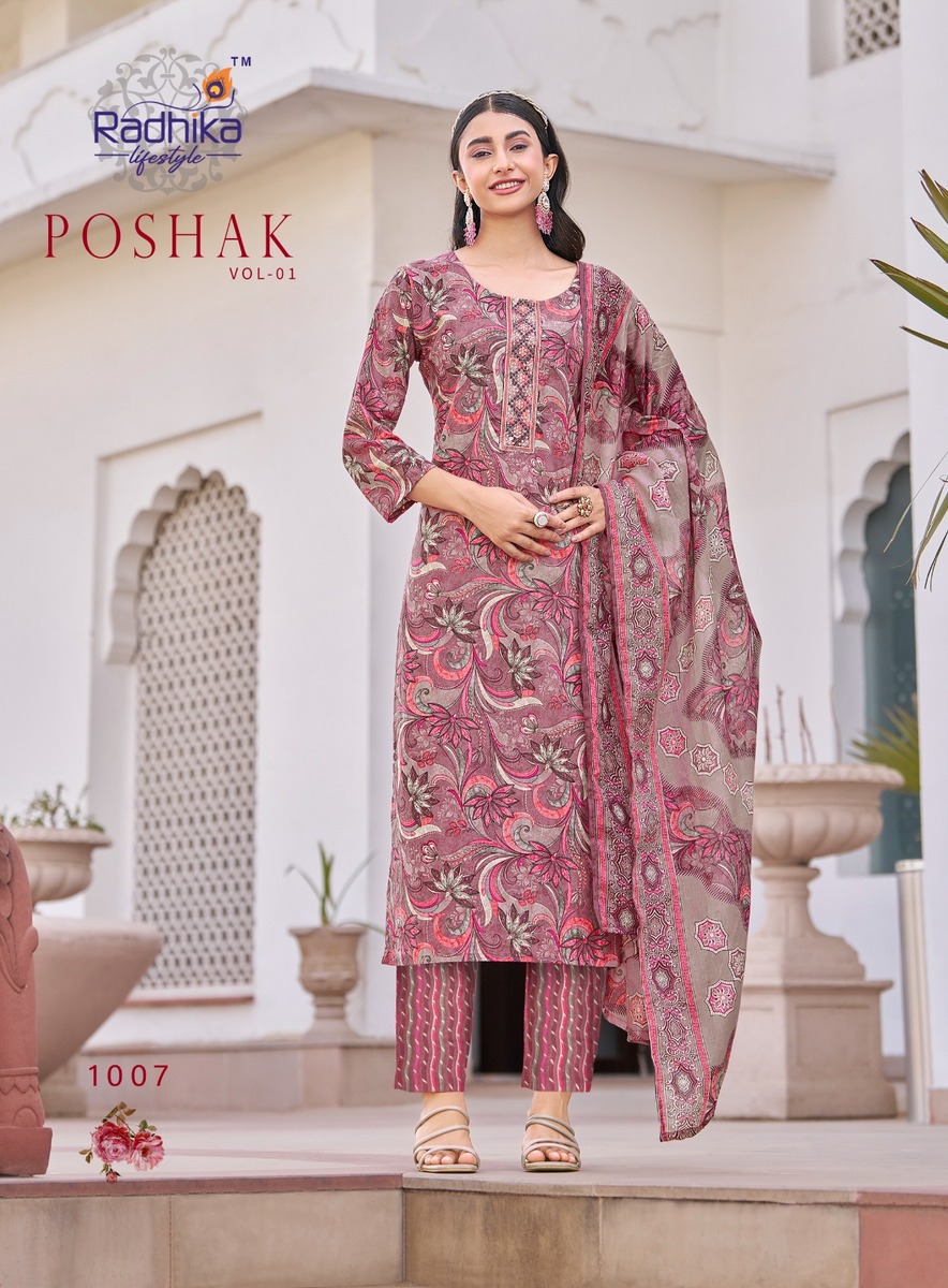 Radhika Lifestyle Poshak Vol 1 Cotton Salwar Kameez Catalog collection 7
