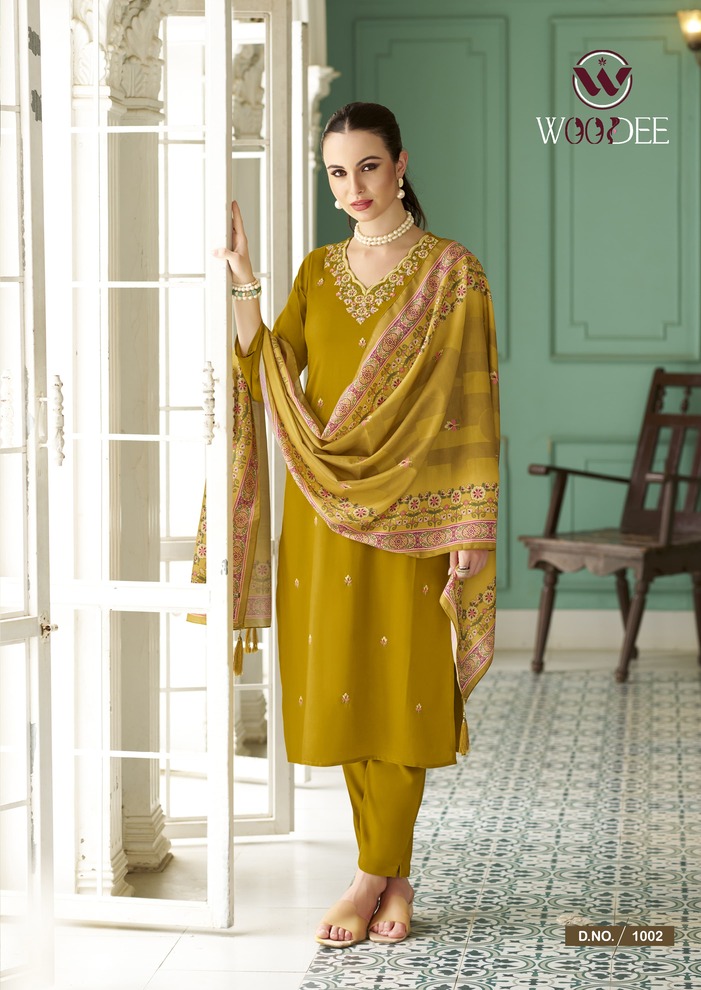 Woodee Chitra Kurti Palazzo Set With Dupatta Catalog collection 6