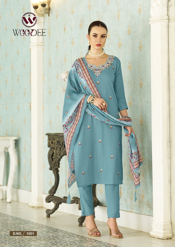 Woodee Chitra Kurti Palazzo Set With Dupatta Catalog collection 7