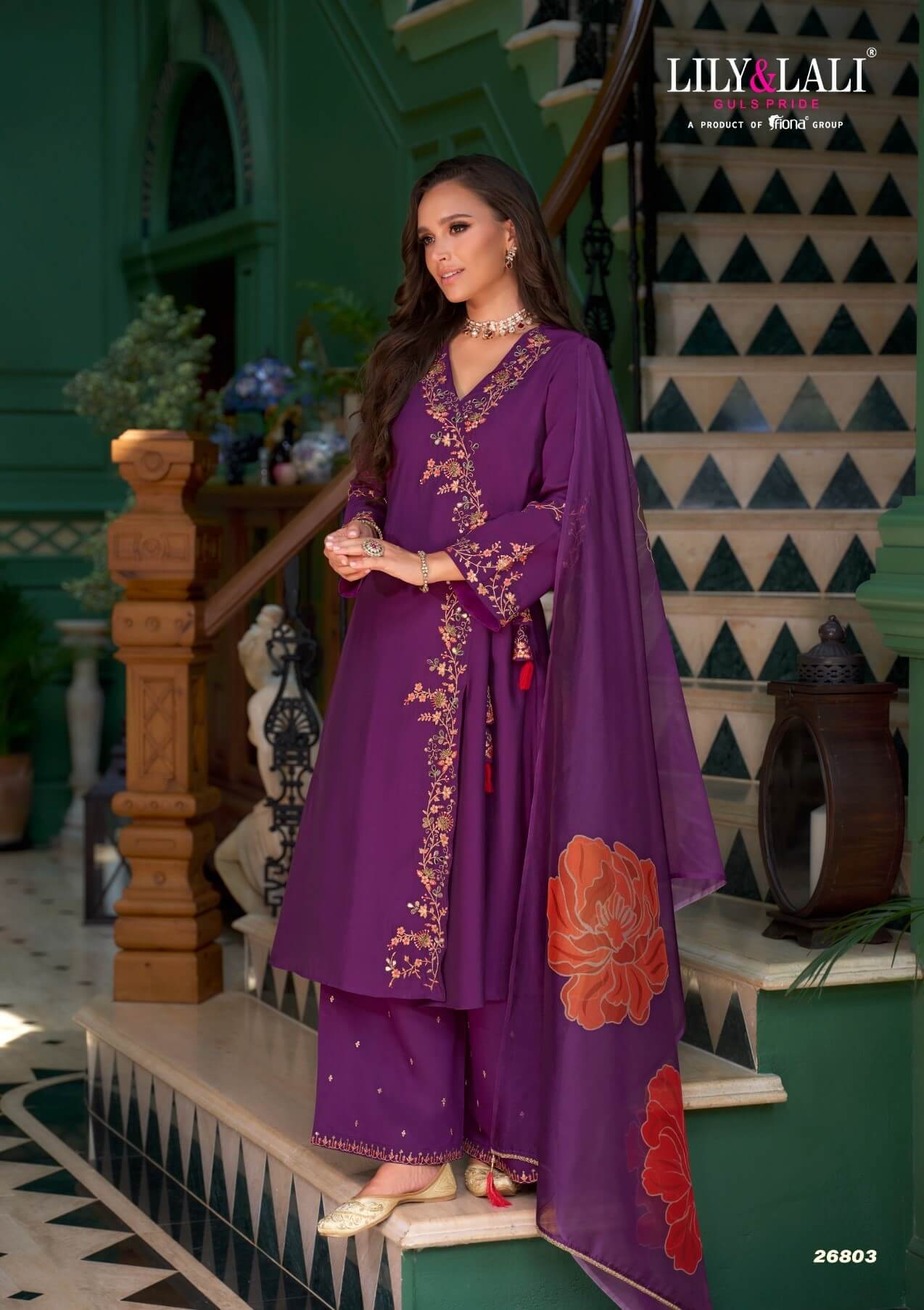 Lily Lali Angrakhha Kurti Palazzo Set With Dupatta Catalog collection 6