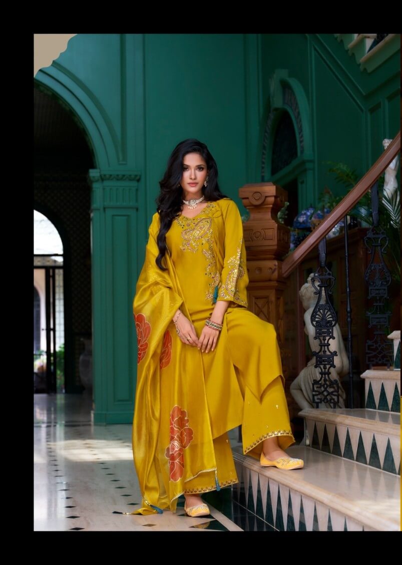 Lily Lali Angrakhha Kurti Palazzo Set With Dupatta Catalog collection 8