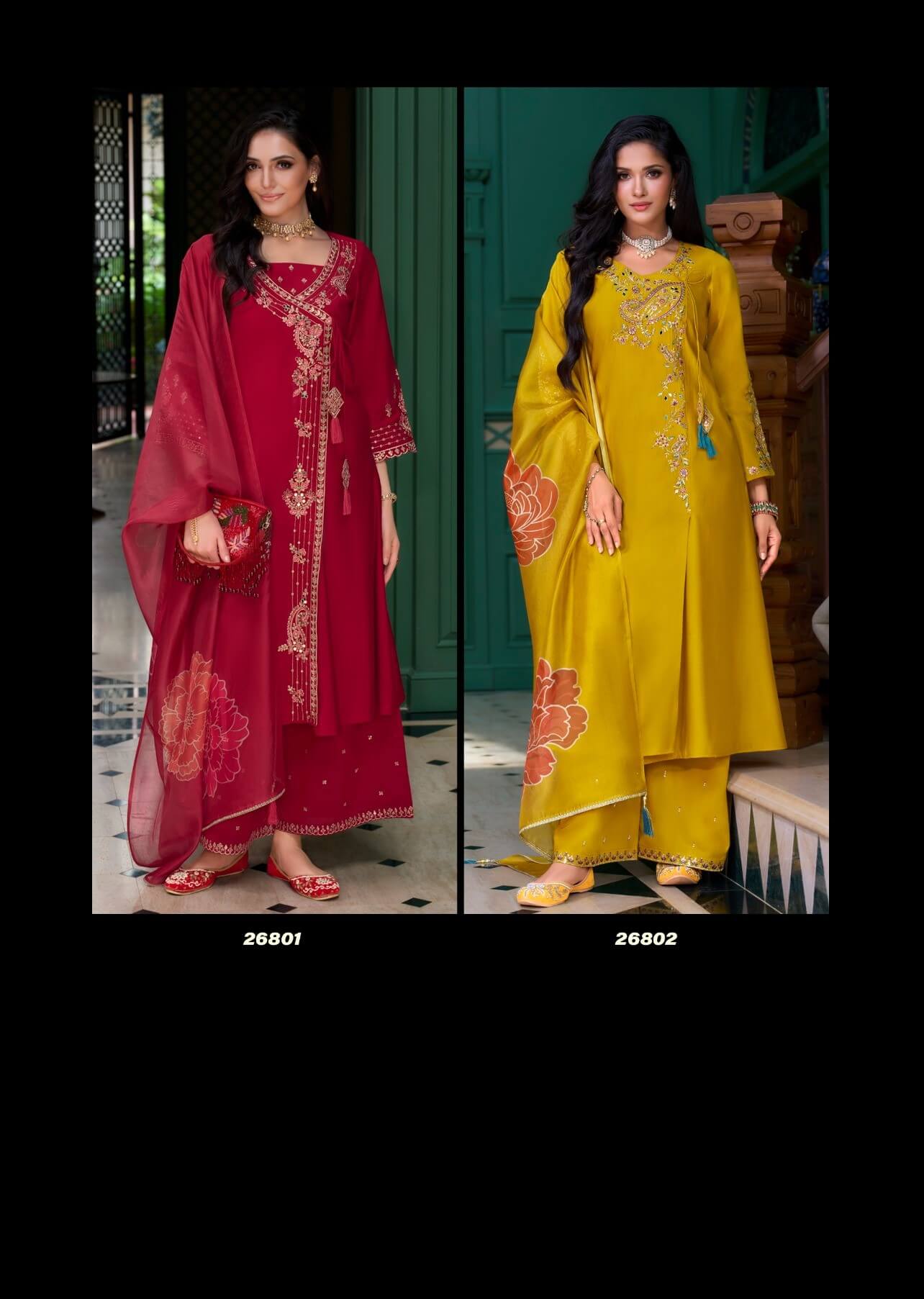 Lily Lali Angrakhha Kurti Palazzo Set With Dupatta Catalog collection 14
