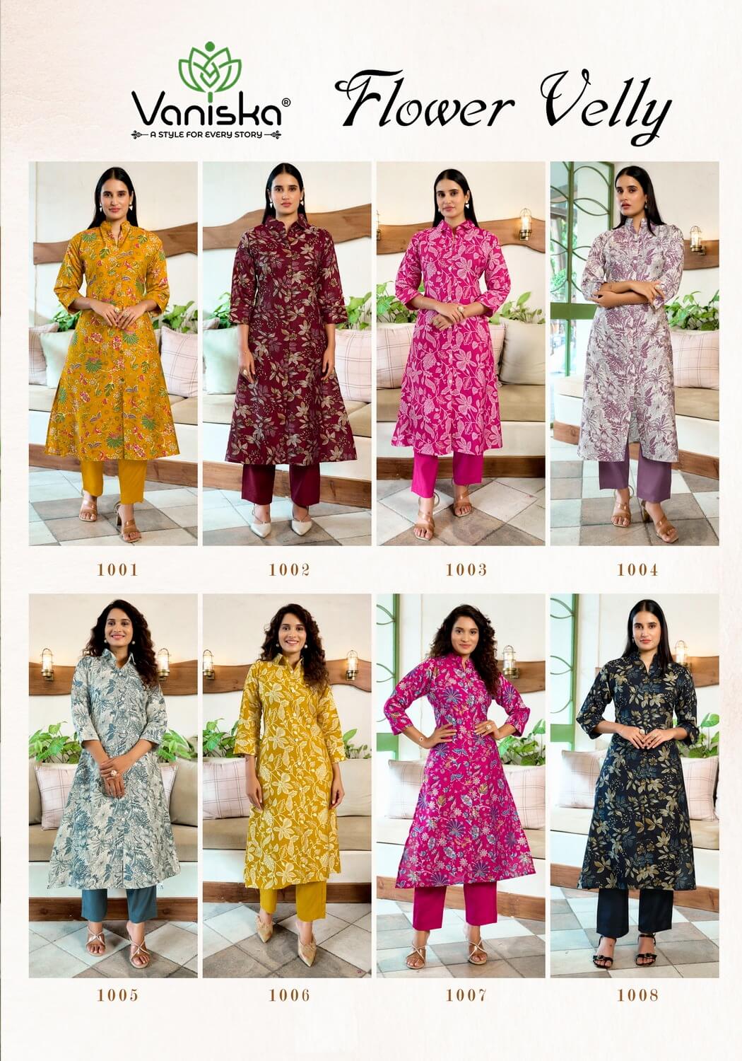 Vaniska Flower Velly Kurtis With Bottom Catalog collection 14