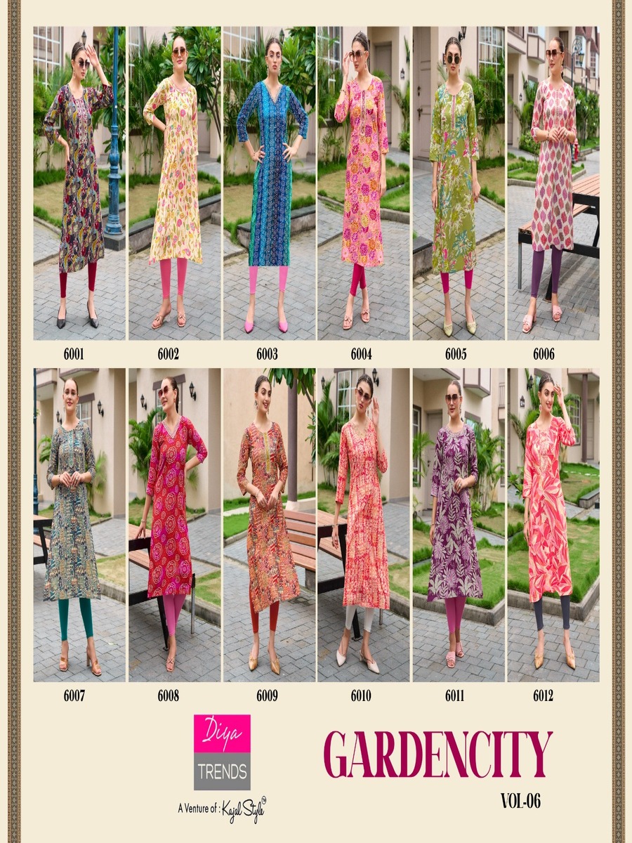 Diya Trends Straight Rayon Kurti Size Set collection 1