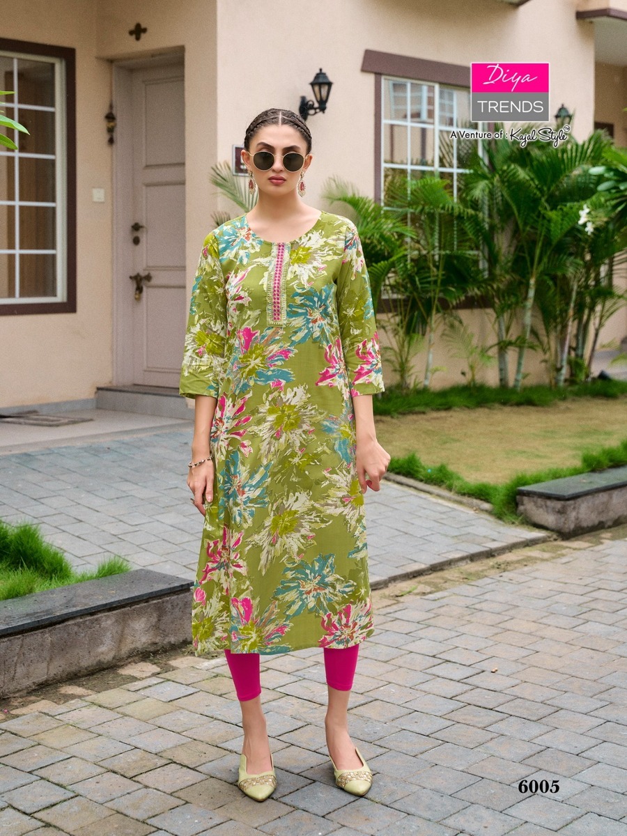Diya Trends Straight Rayon Kurti Size Set collection 12