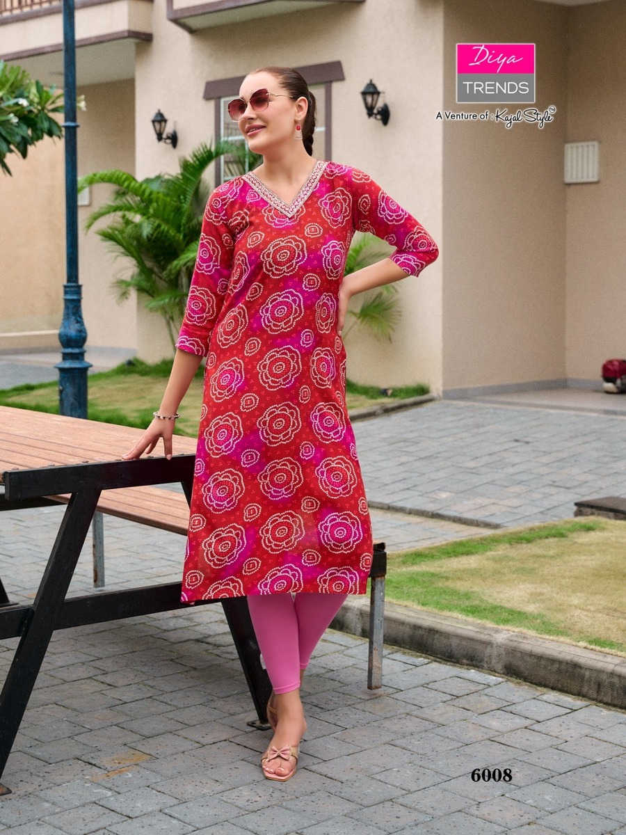 Diya Trends Straight Rayon Kurti Size Set collection 7