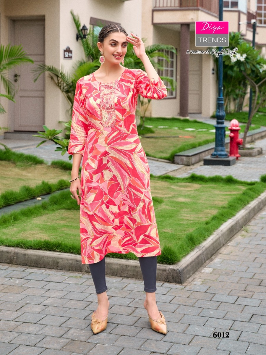 Diya Trends Straight Rayon Kurti Size Set collection 2