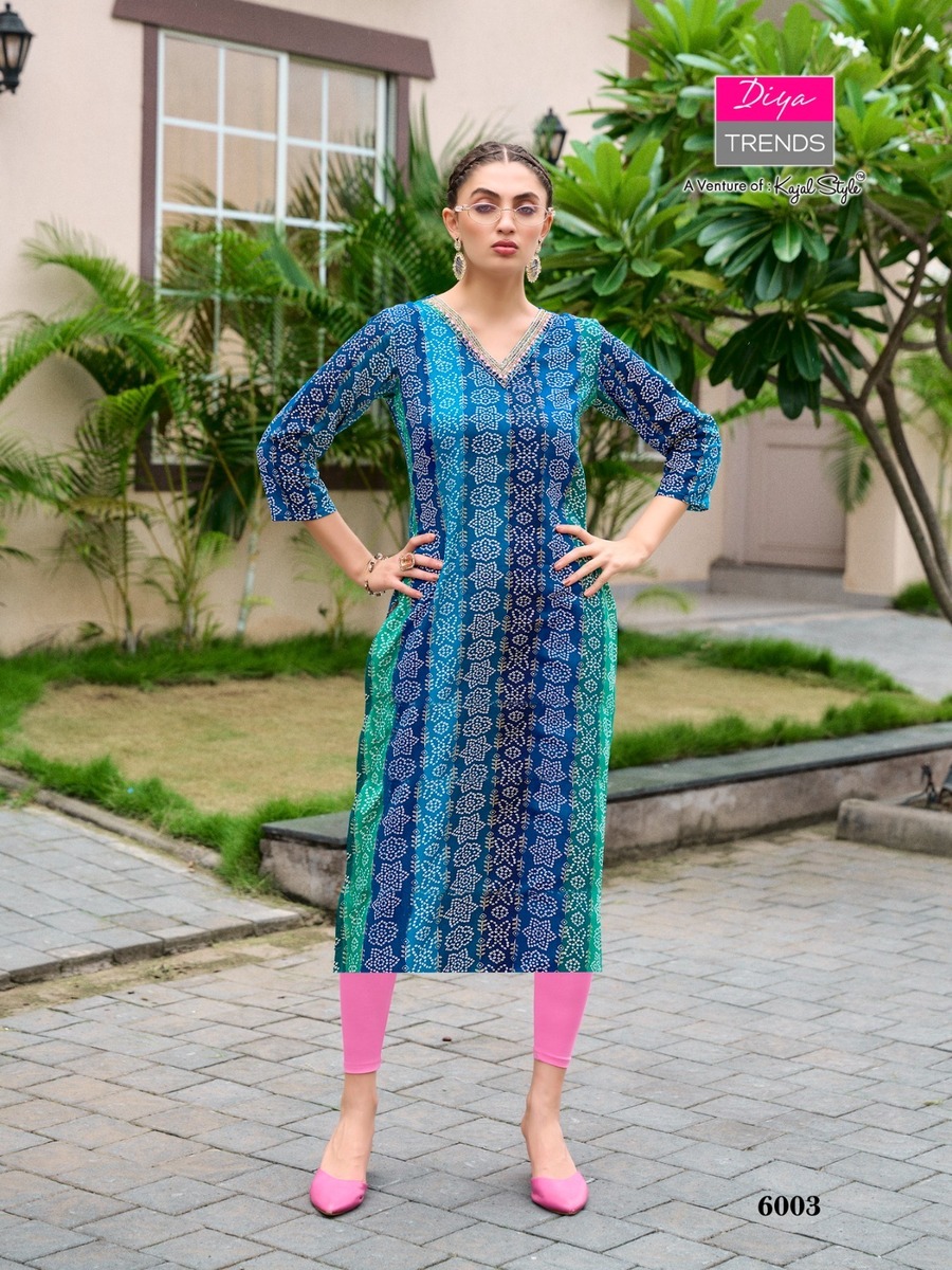 Diya Trends Straight Rayon Kurti Size Set collection 11