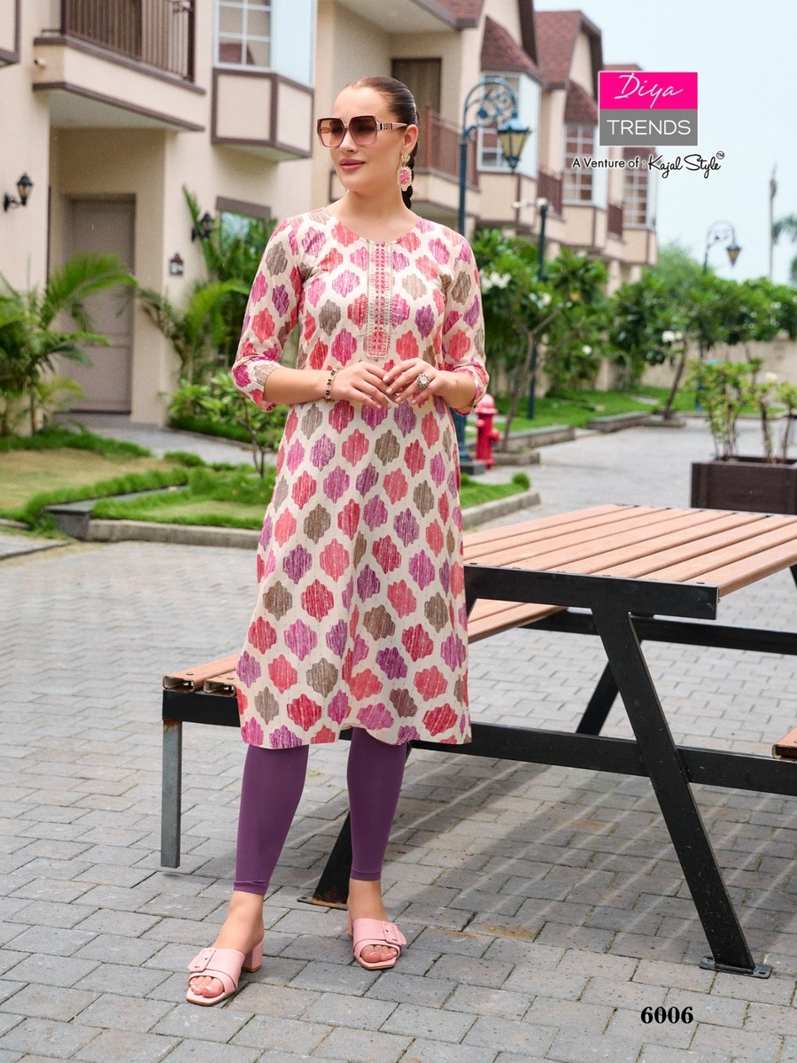 Diya Trends Straight Rayon Kurti Size Set collection 8