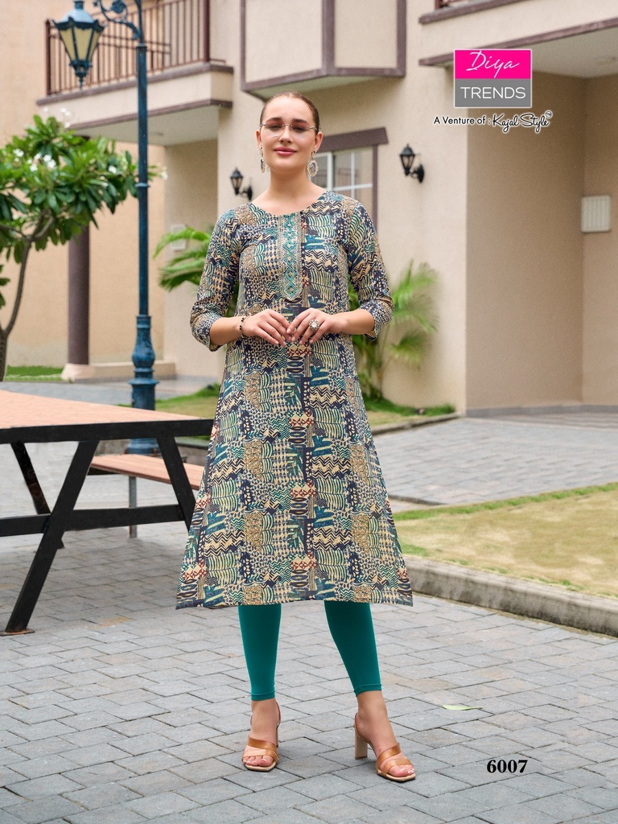 Diya Trends Straight Rayon Kurti Size Set collection 6