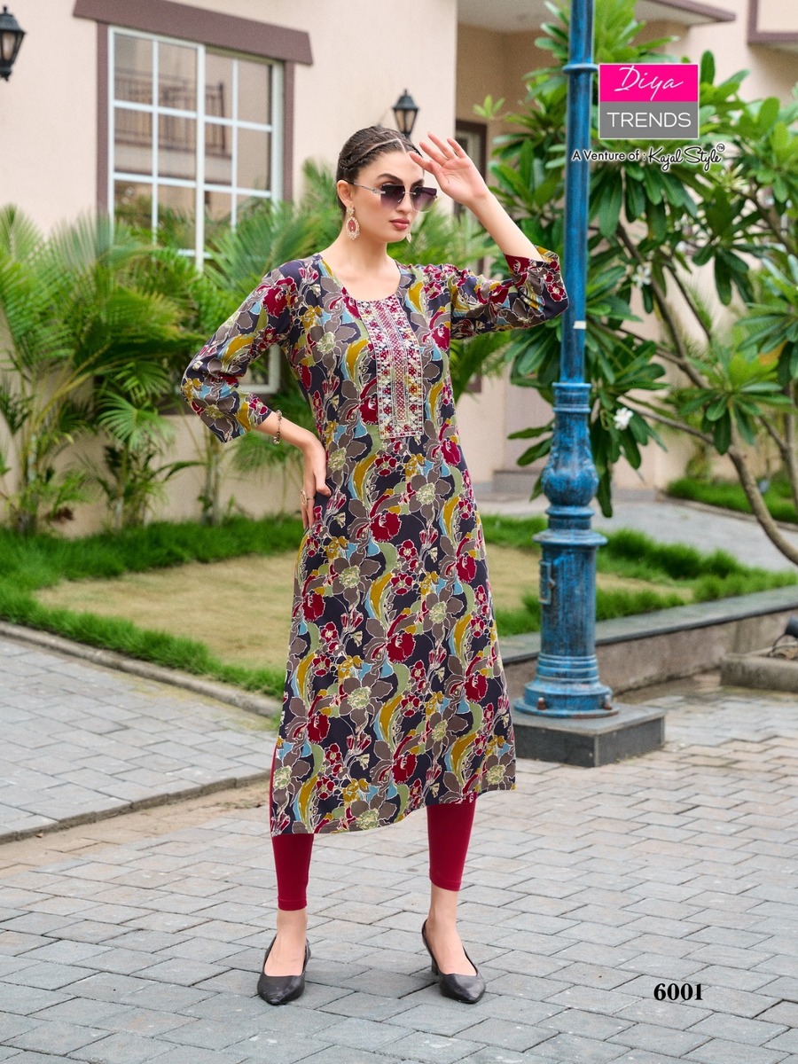 Diya Trends Straight Rayon Kurti Size Set collection 10