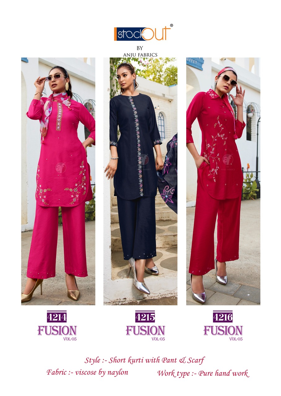 Anju Fabrics Fusion Vol 5 Western Wear Catalog collection 14