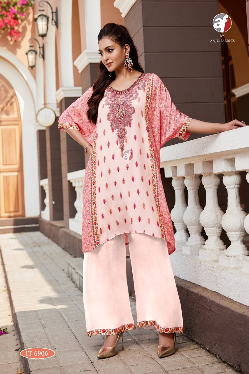 Anju Fabrics Kaftan Kurtis With Bottom Size Set collection 1