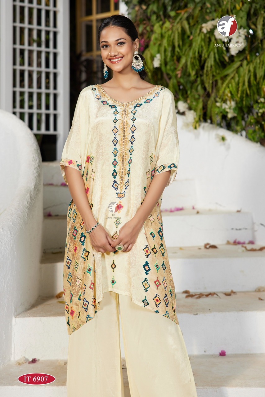 Anju Fabrics Kaftan Kurtis With Bottom Size Set collection 5