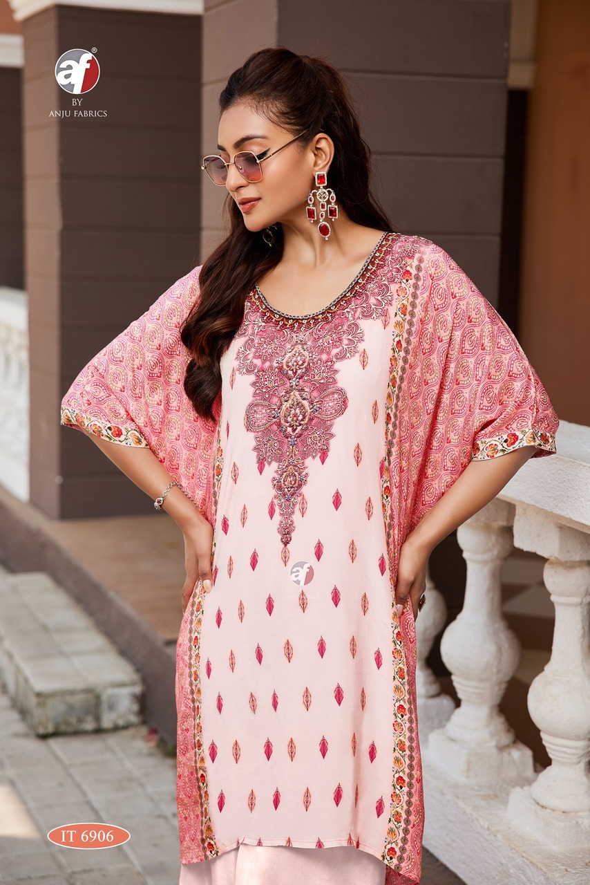 Anju Fabrics Kaftan Kurtis With Bottom Size Set collection 2