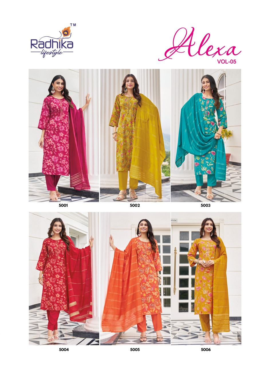 Radhika Lifestyle Alexa Vol 5 Printed Salwar Kameez Catalog collection 16