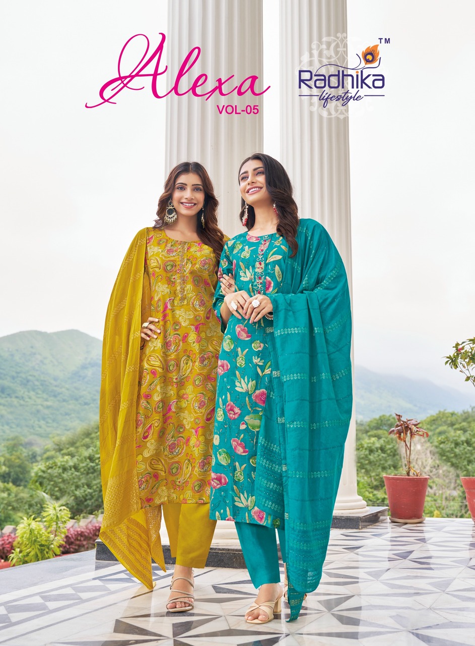 Radhika Lifestyle Alexa Vol 5 Printed Salwar Kameez Catalog collection 14