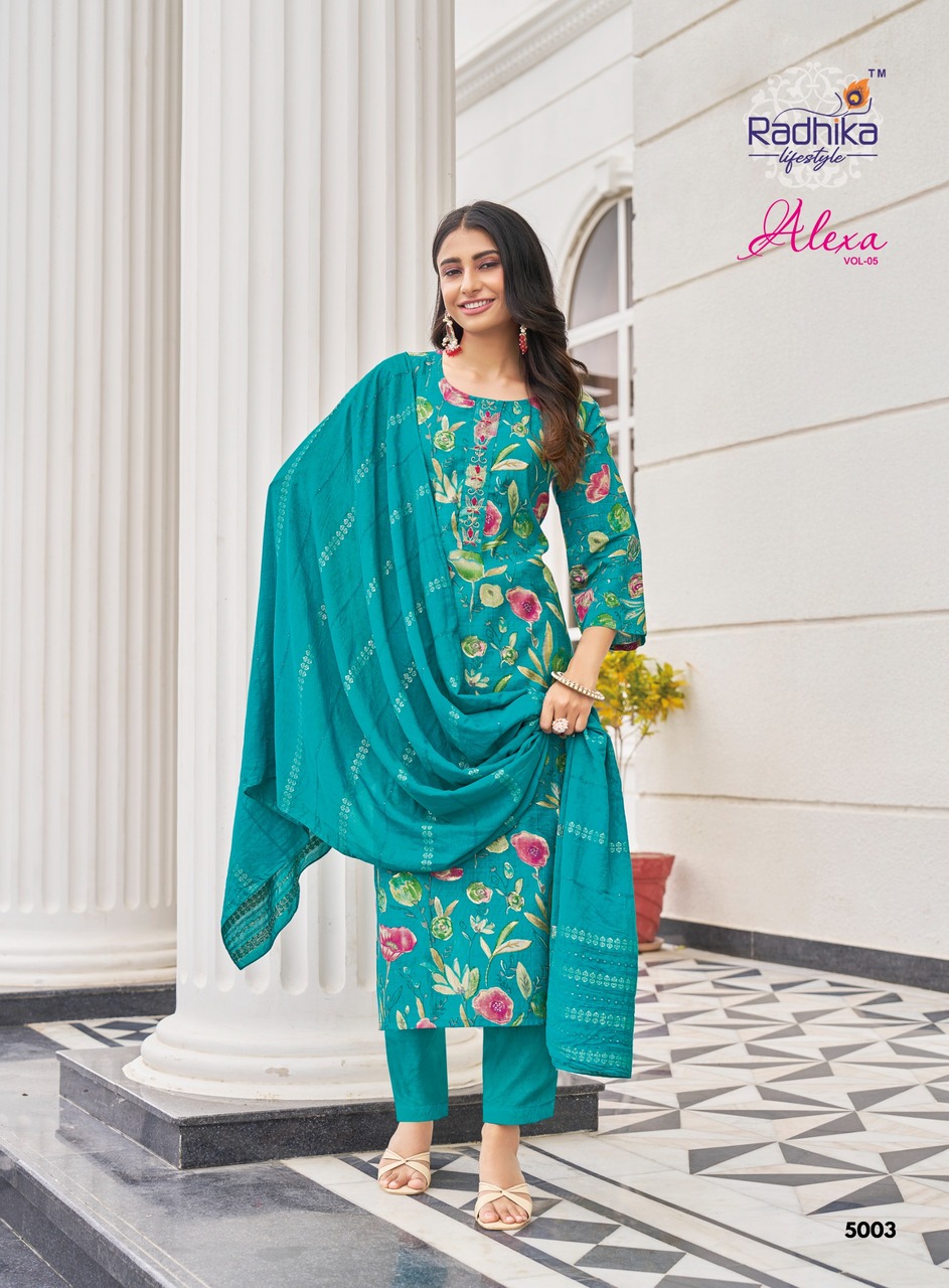 Radhika Lifestyle Alexa Vol 5 Printed Salwar Kameez Catalog collection 7