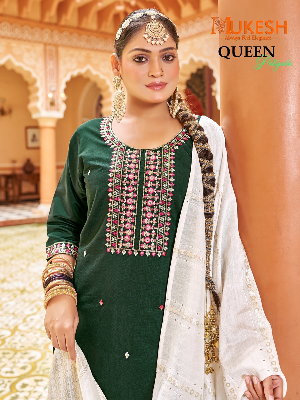 Mukesh Queen Patiyala Embroidery Salwar Kameez Catalog collection 6