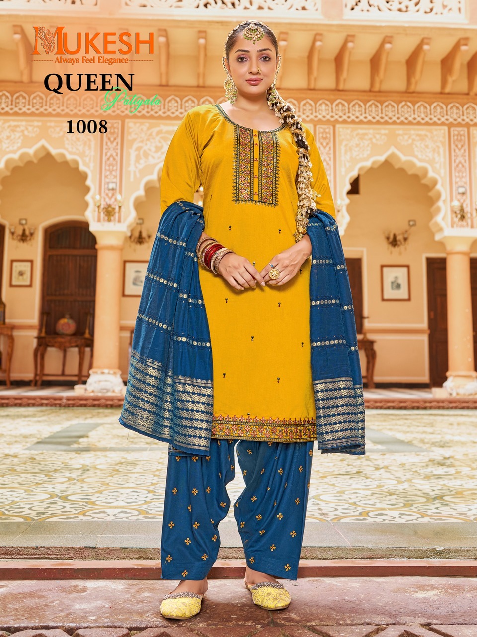 Mukesh Queen Patiyala Embroidery Salwar Kameez Catalog collection 10