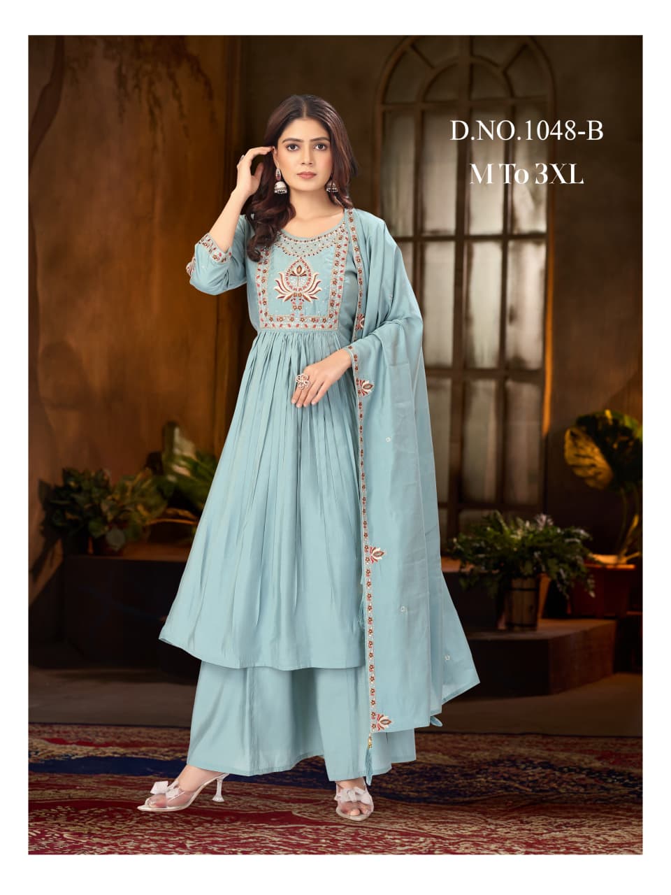 Reevika Flary Kurti Palazzo Dupatta Size Set collection 3