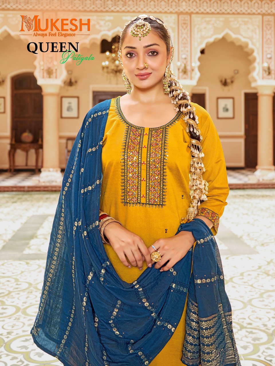 Mukesh Queen Patiyala Embroidery Salwar Kameez Catalog collection 9