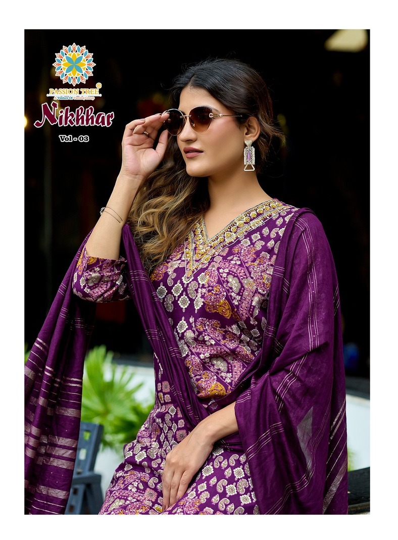 Passion Tree Nikhaar Vol 3 Printed Salwar Kameez Catalog collection 1