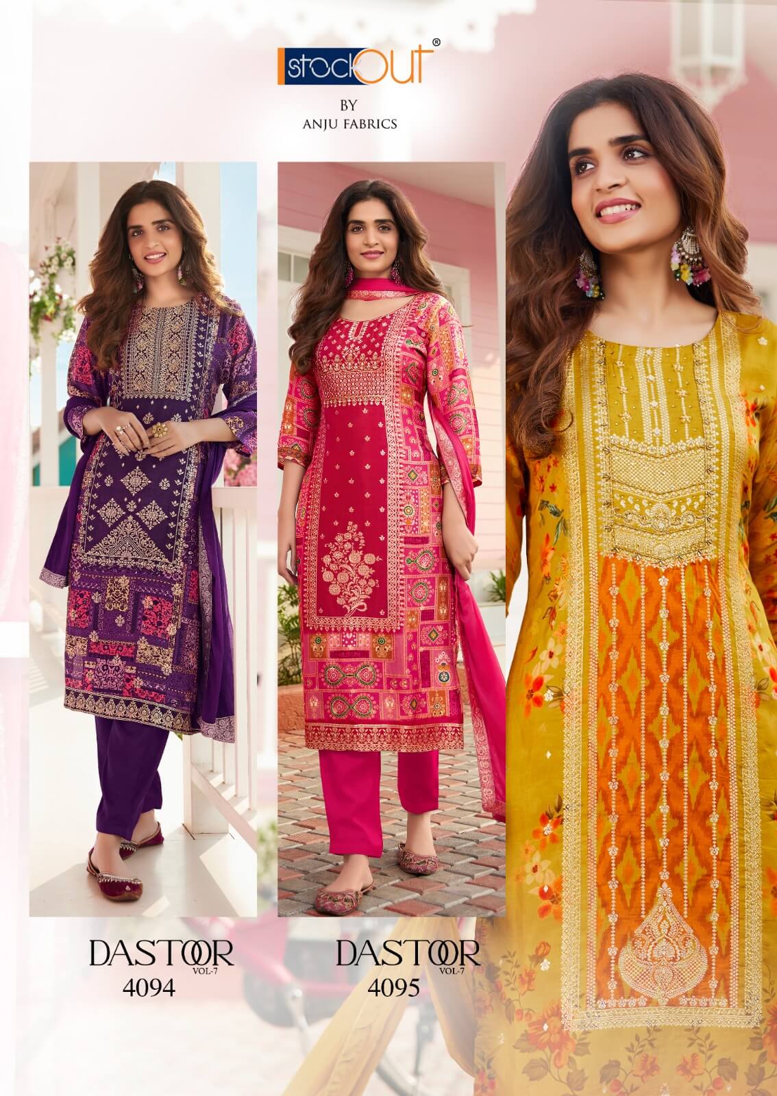 Anju Fabrics Dastoor Vol 7 Embroidery Catalog collection 10